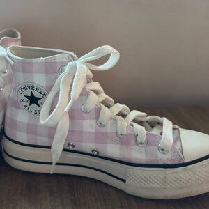 Women's Platform High Top Converse Pink/White Plaid - Size 8